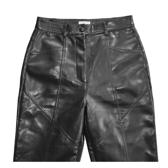 A6 NWOT WILFRED Black High Waisted Faux Leather Trouser Pants Size 2 - Picture 3 of 6